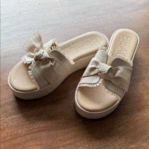 BEACH Beige Bow Accent Sandals